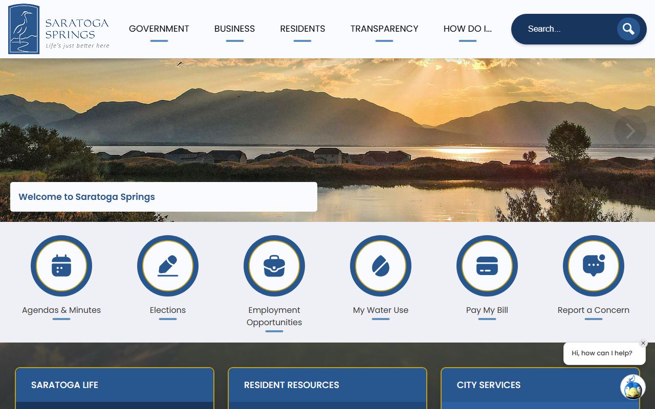 Saratoga Springs City official website for local resources