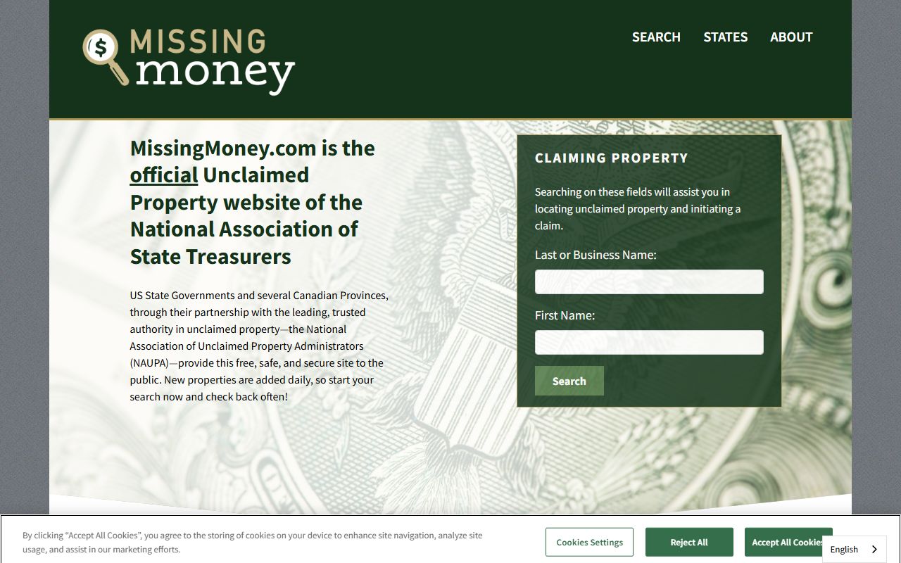 MissingMoney.com search for South Jordan unclaimed money across multiple states