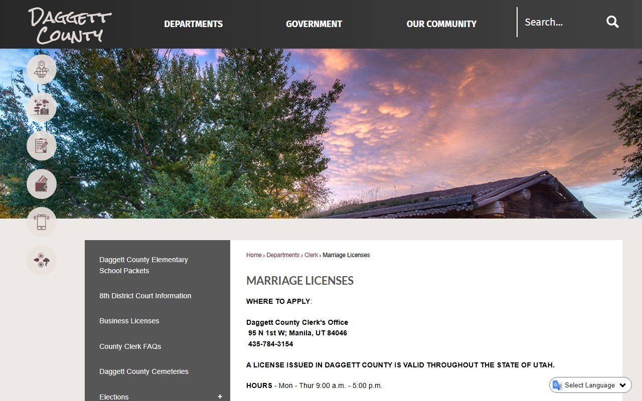 Daggett County Clerk Treasurer office in Manila for records and financial administration