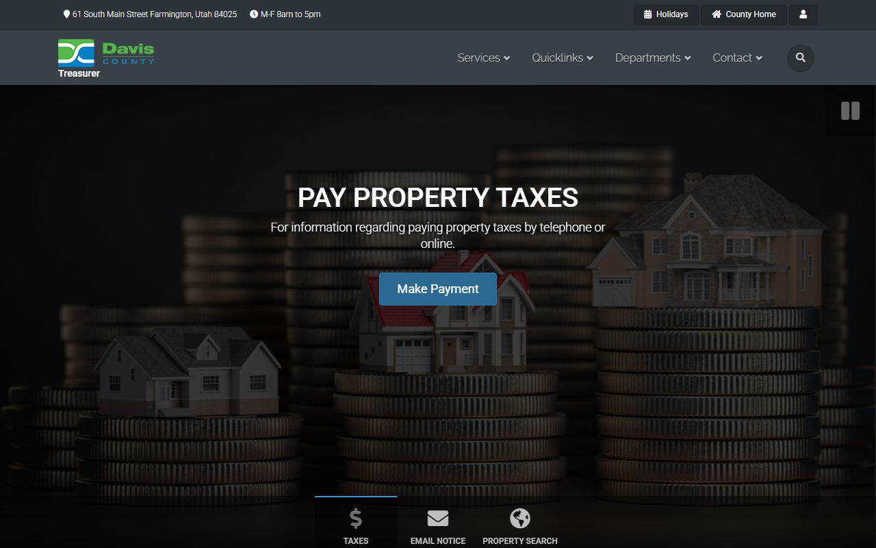 Davis County Treasurer official website for property tax and county financial records