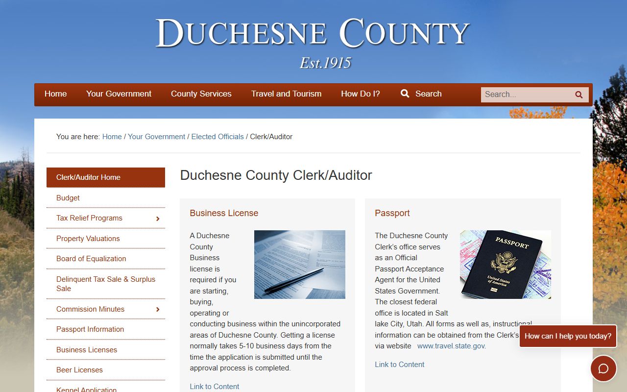 Duchesne County Clerk official page for records and elections
