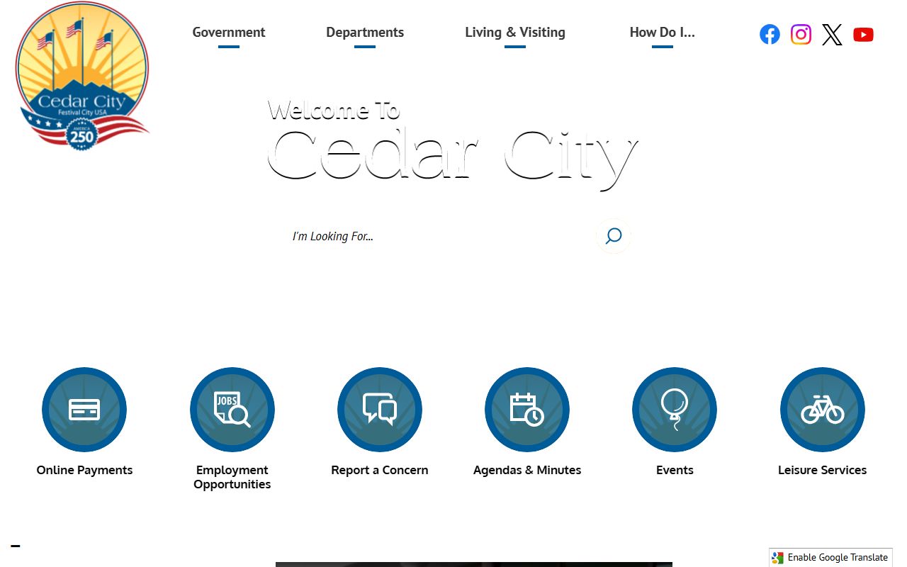 Cedar City municipal records and city services for Iron County unclaimed money