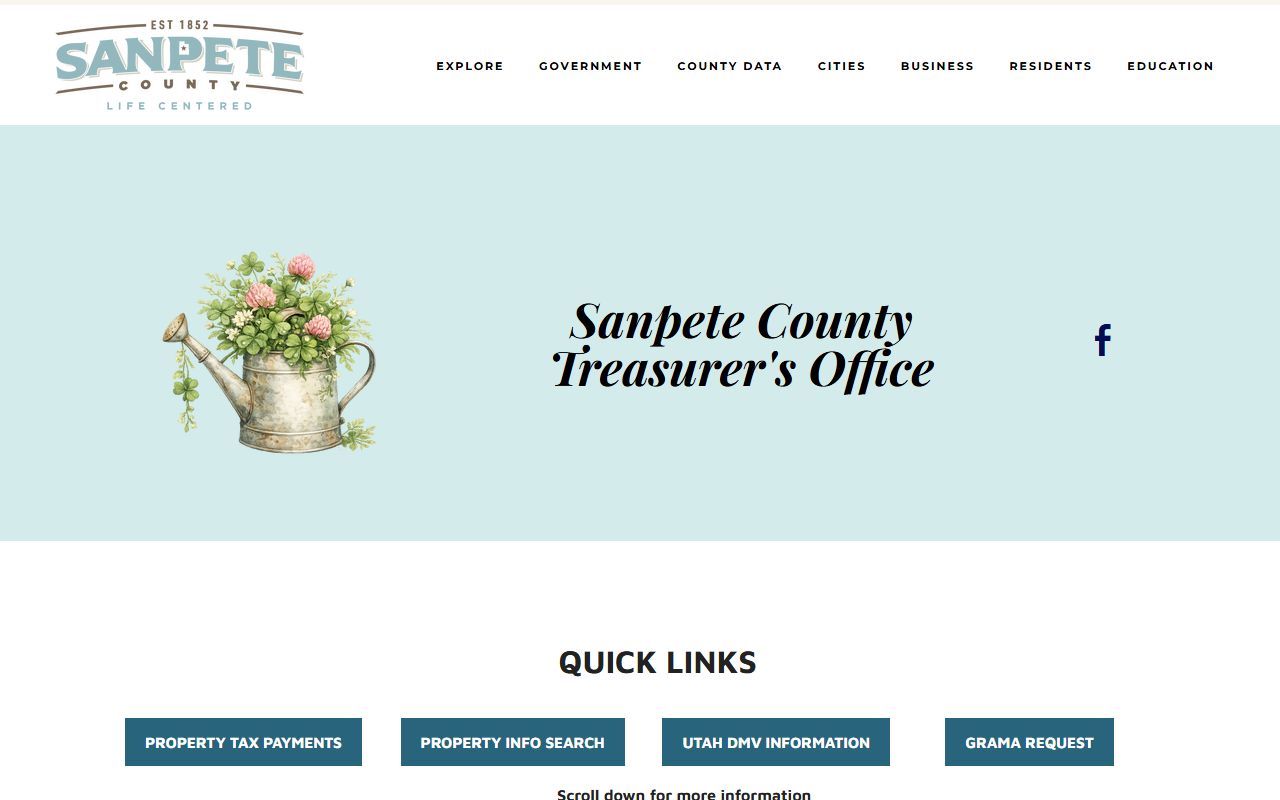 Sanpete County Treasurer official website for property tax information