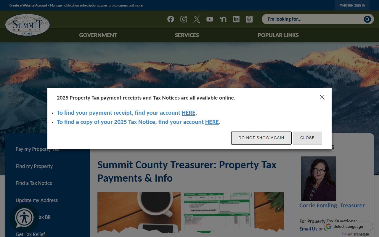 Summit County Treasurer official website with tax payment and tax sale information