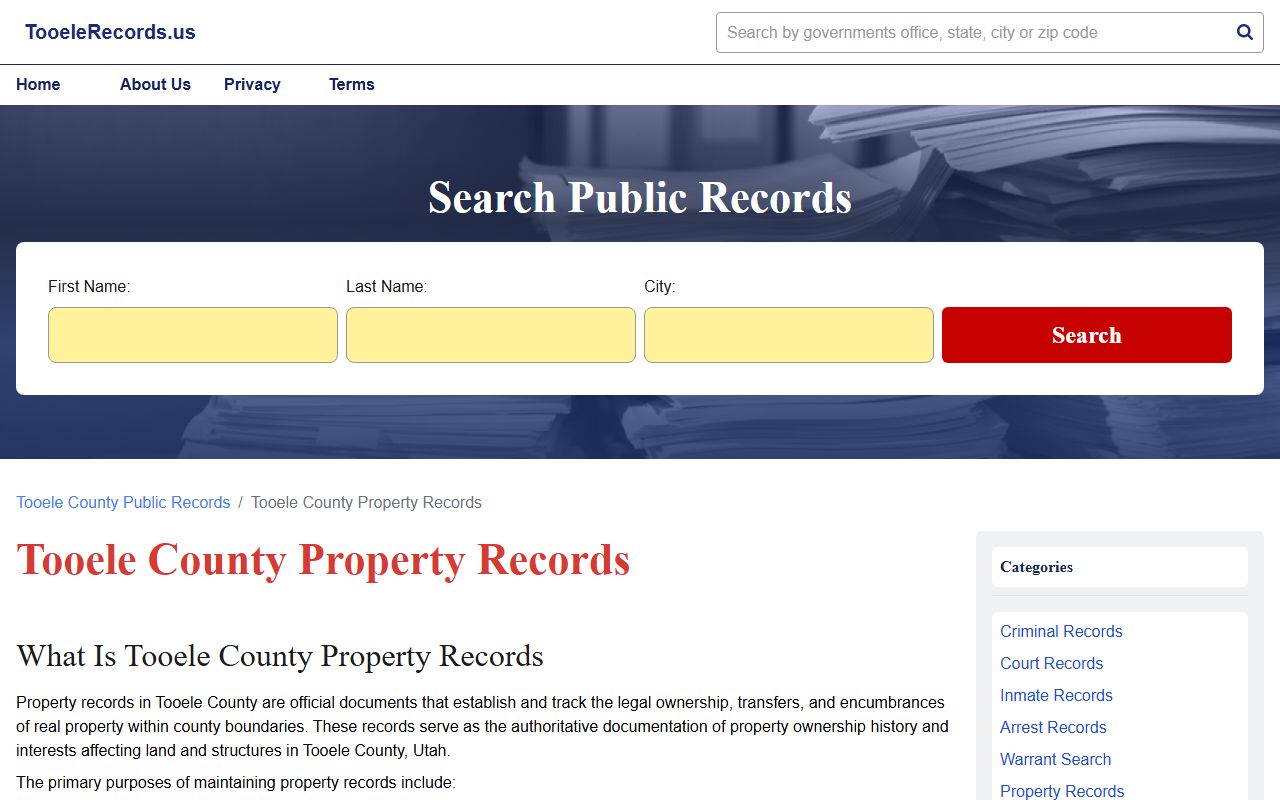 Tooele County online property records EagleWeb search system
