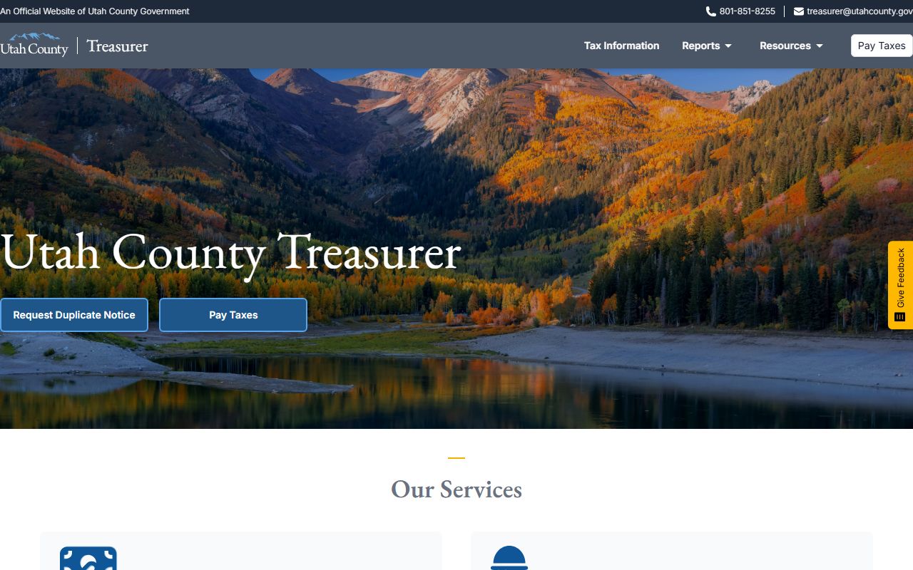Utah County Treasurer official website for property tax information and county financial services