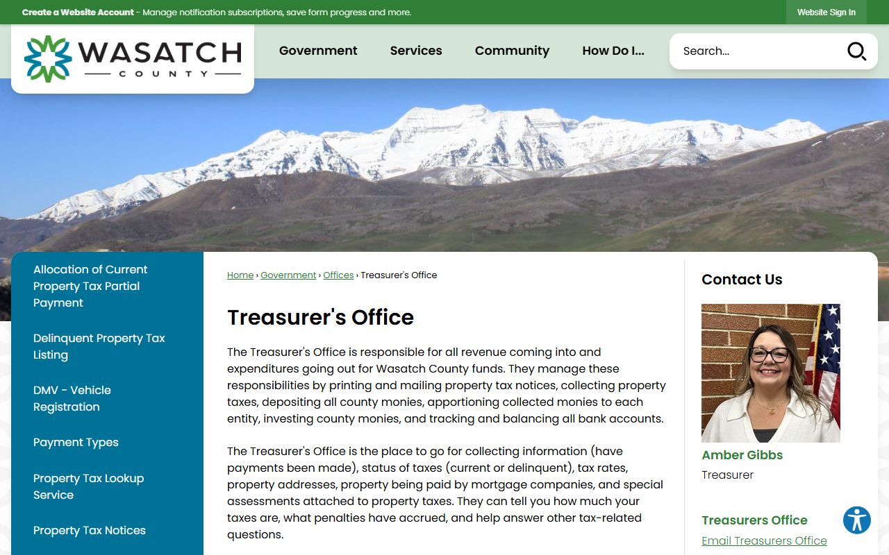 Wasatch County Treasurer official website for property tax and financial services