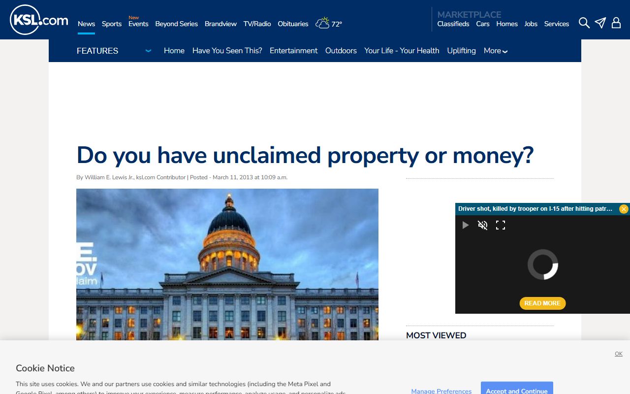 KSL News report on Utah unclaimed property and the State Treasurer program