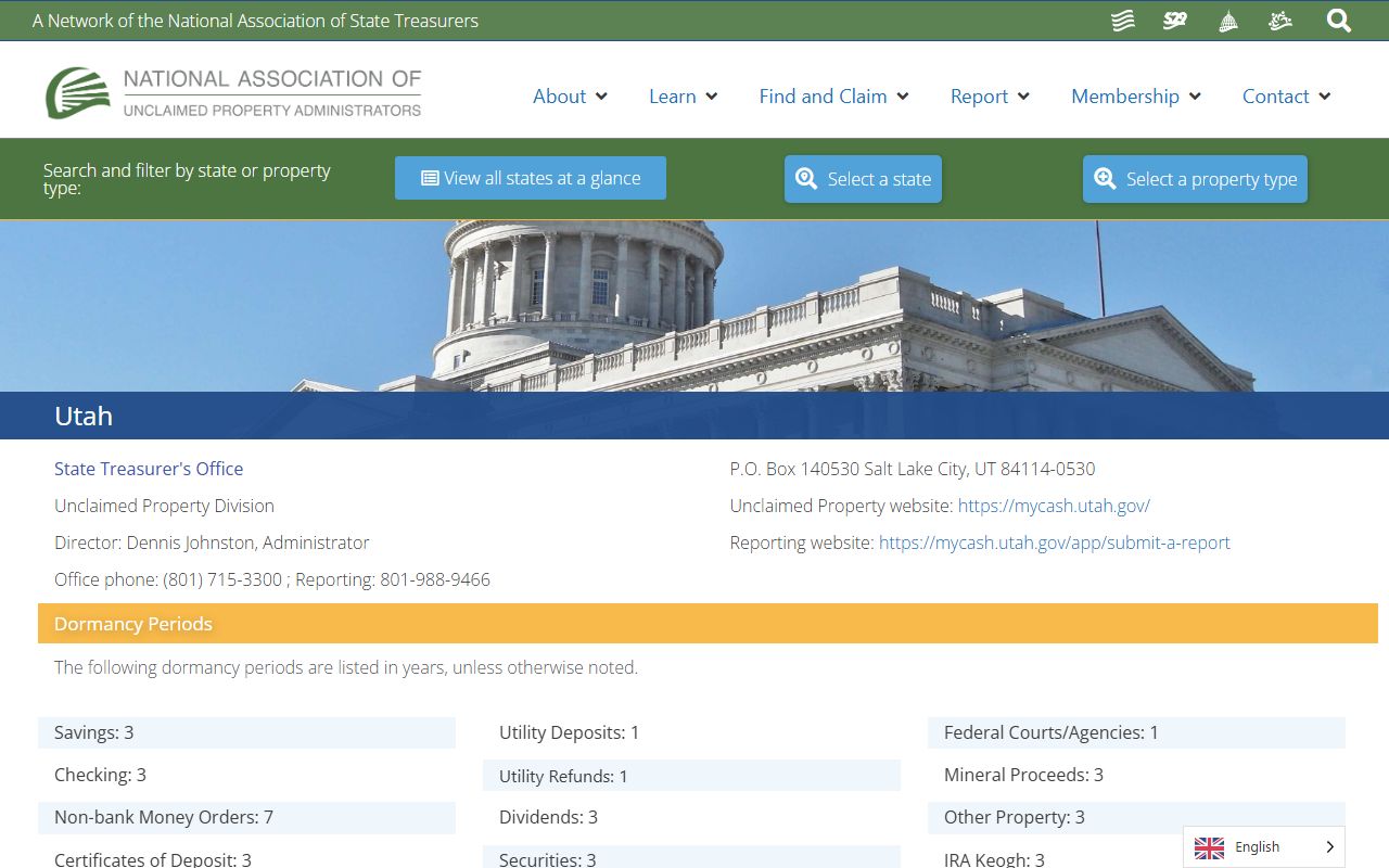 NAUPA National Association of Unclaimed Property Administrators Utah reporting page